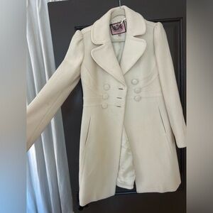 Juicy Couture Cream Wool/Cashmere Blend Trench Coat